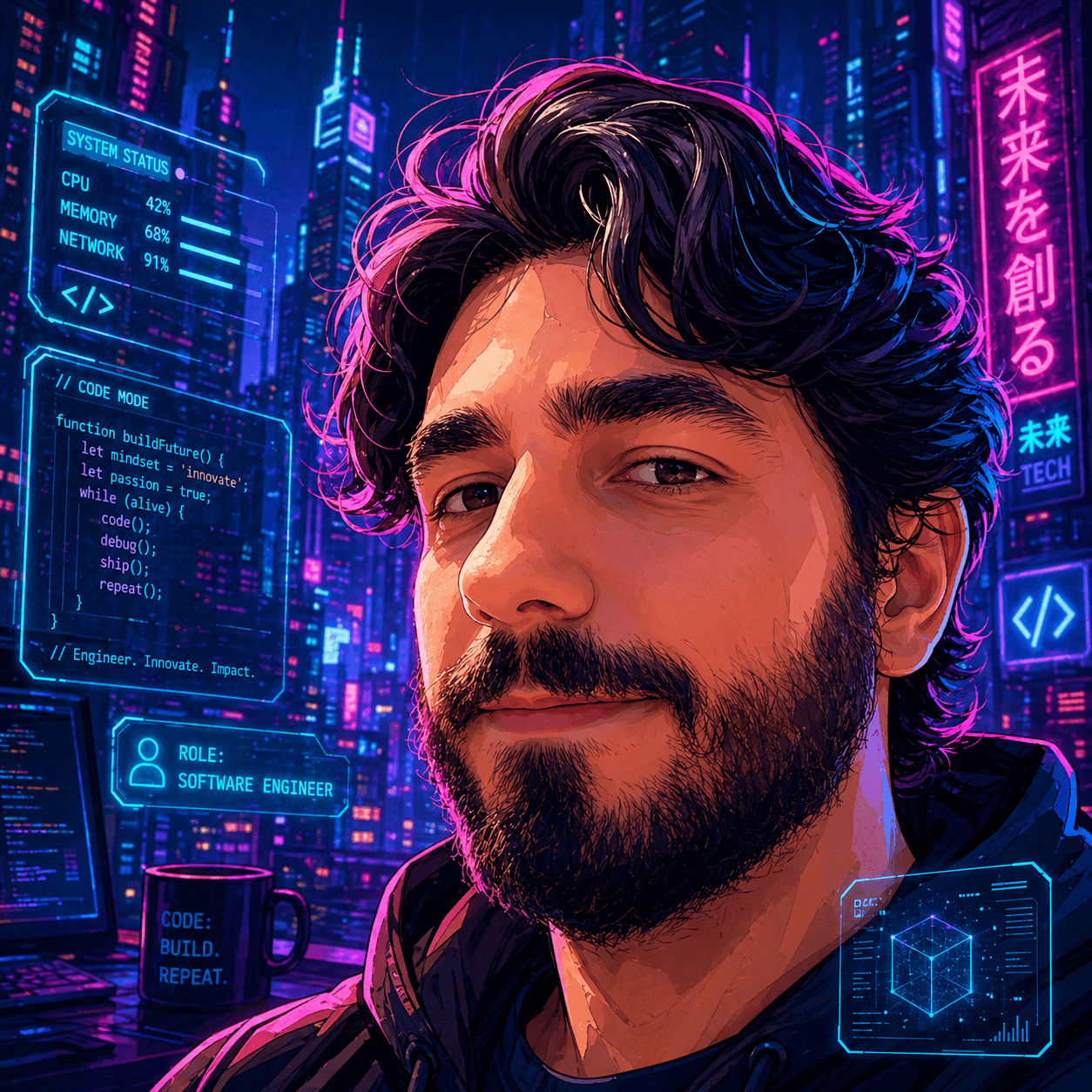 Illustrated portrait of Felipe Garcia